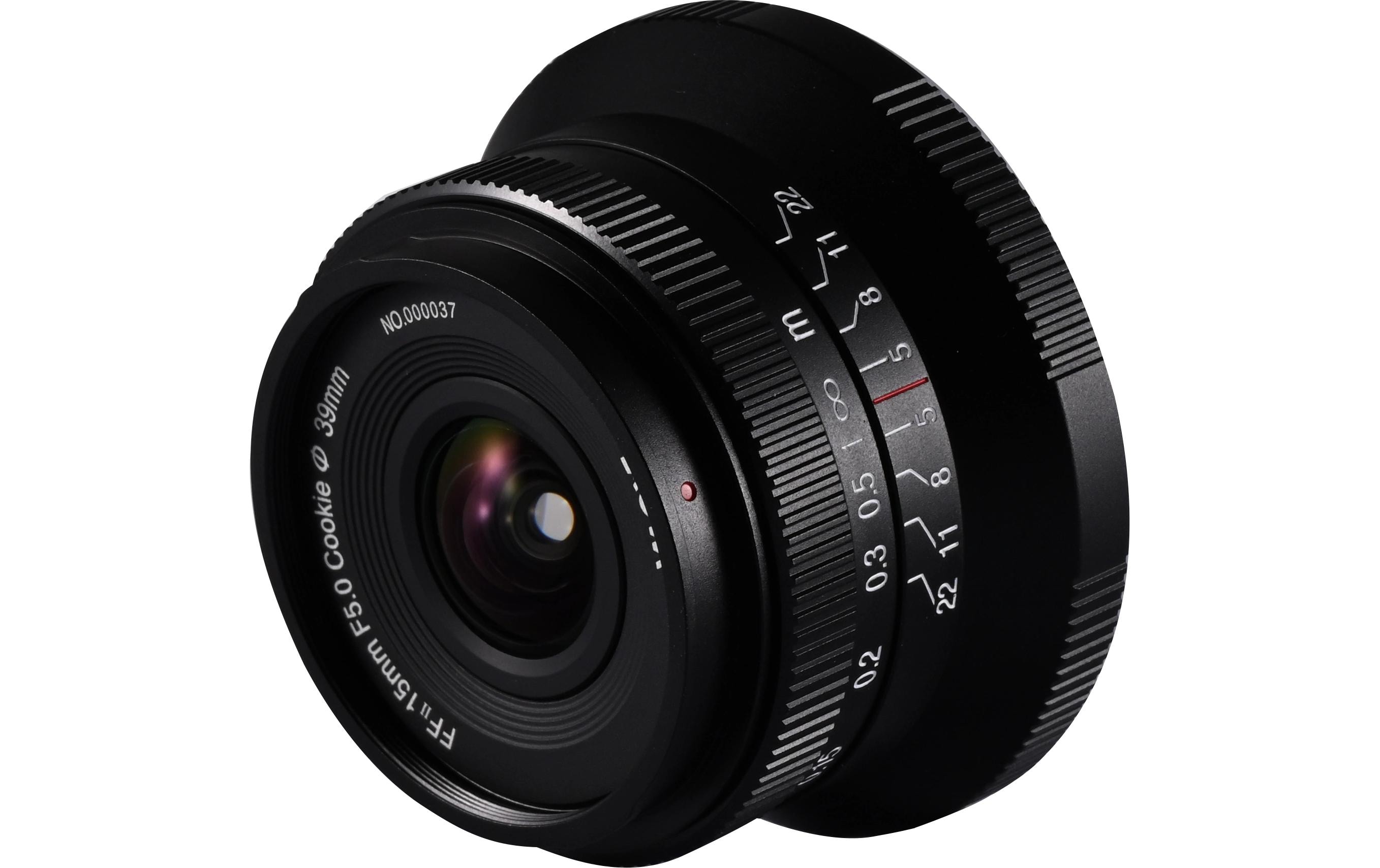 Festbrennweite 15 mm F/5 Cookie FF – Sony E-Mount<br>Kompaktes Pancake-Objektiv für die Alltagsfotografie