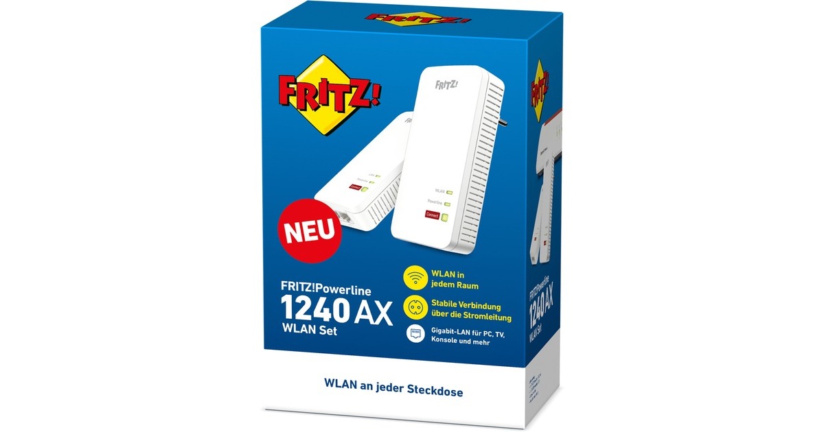 FRITZ!Powerline 1240 AX WLAN Set  (FRITZ!Powerline 1240 AX + FRITZ!Powerline 1210)