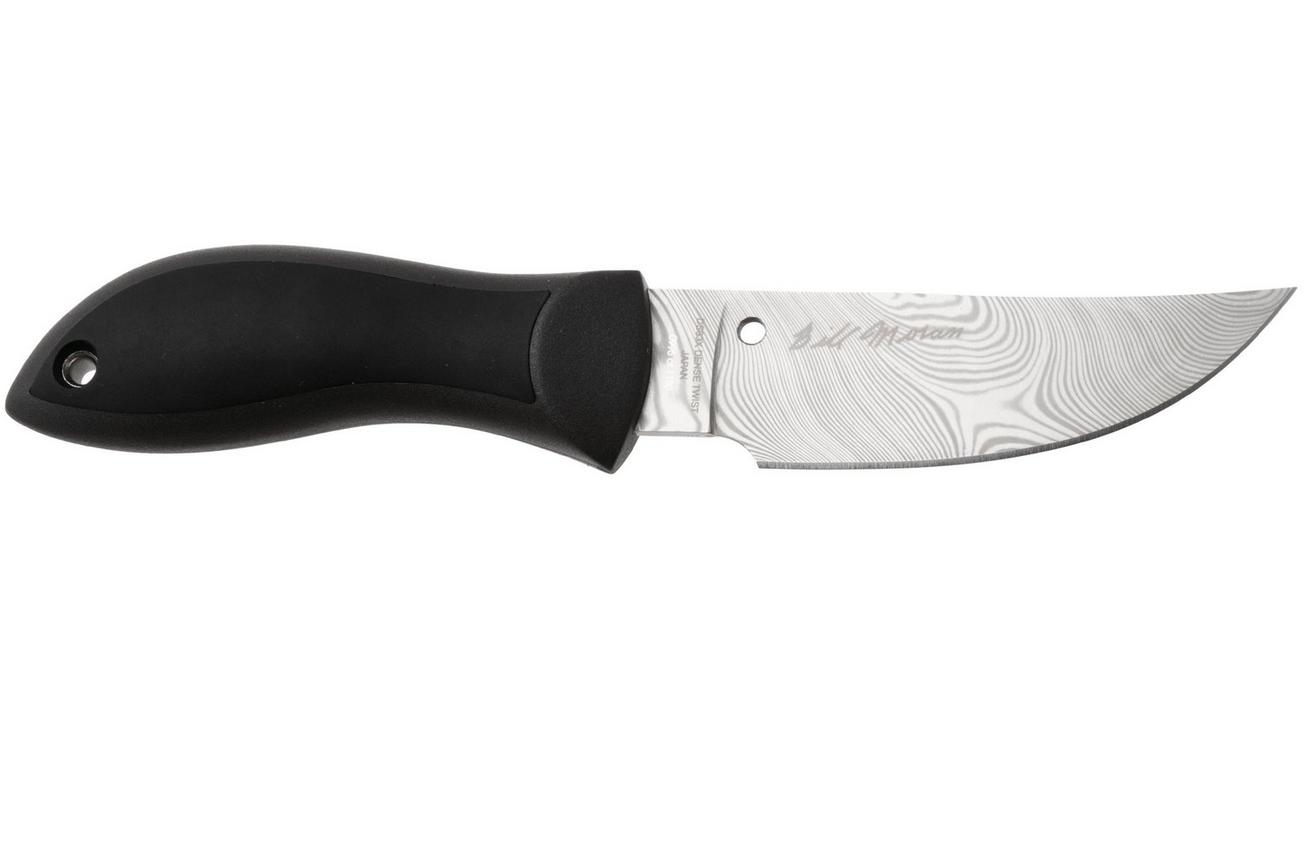 Spyderco Moran Upswept FB01PGYD Gray Damasteel, Black FRN Kraton, Sprint Run vaststaand mes, Bill Moran design