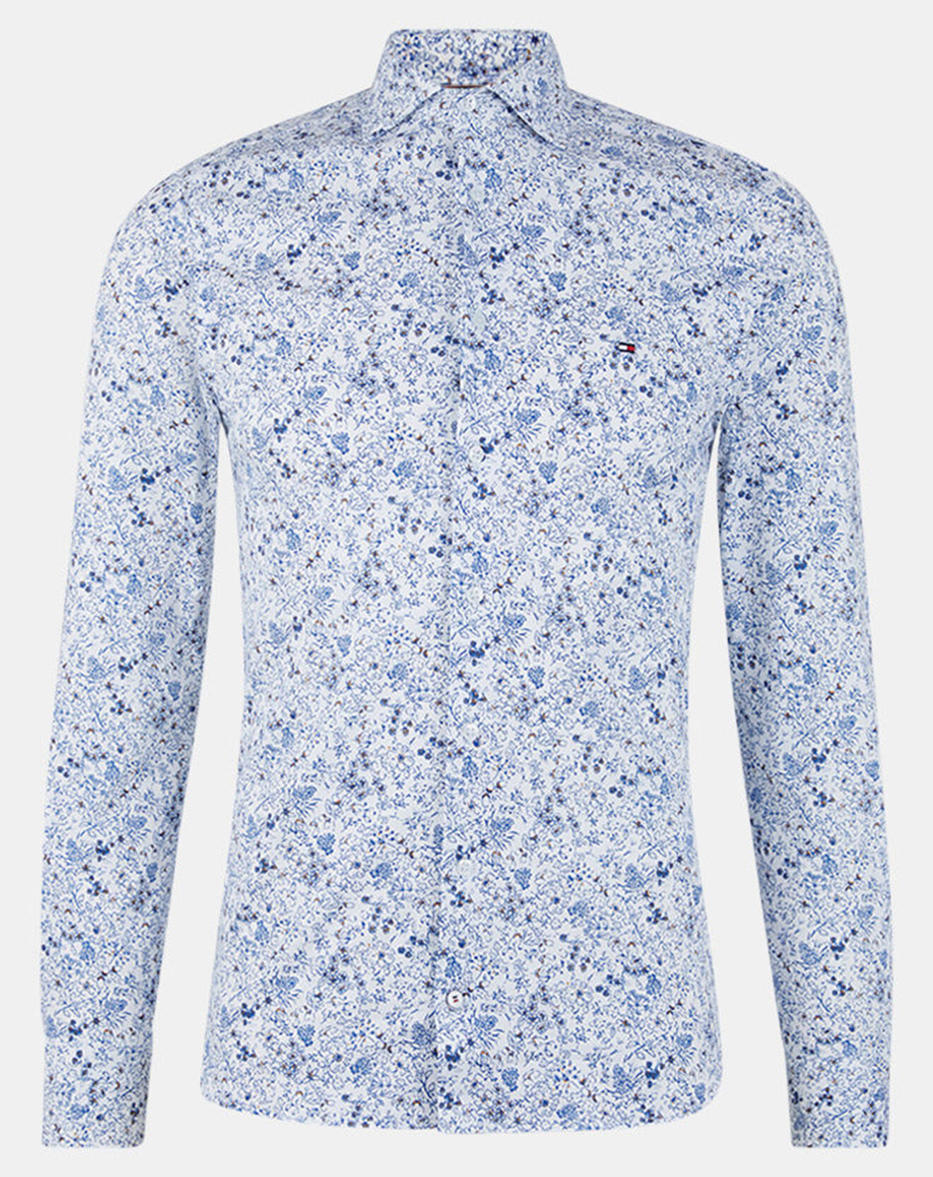 Tommy Hilfiger Chemise Slim Knitted à fleurs bleu/blanc