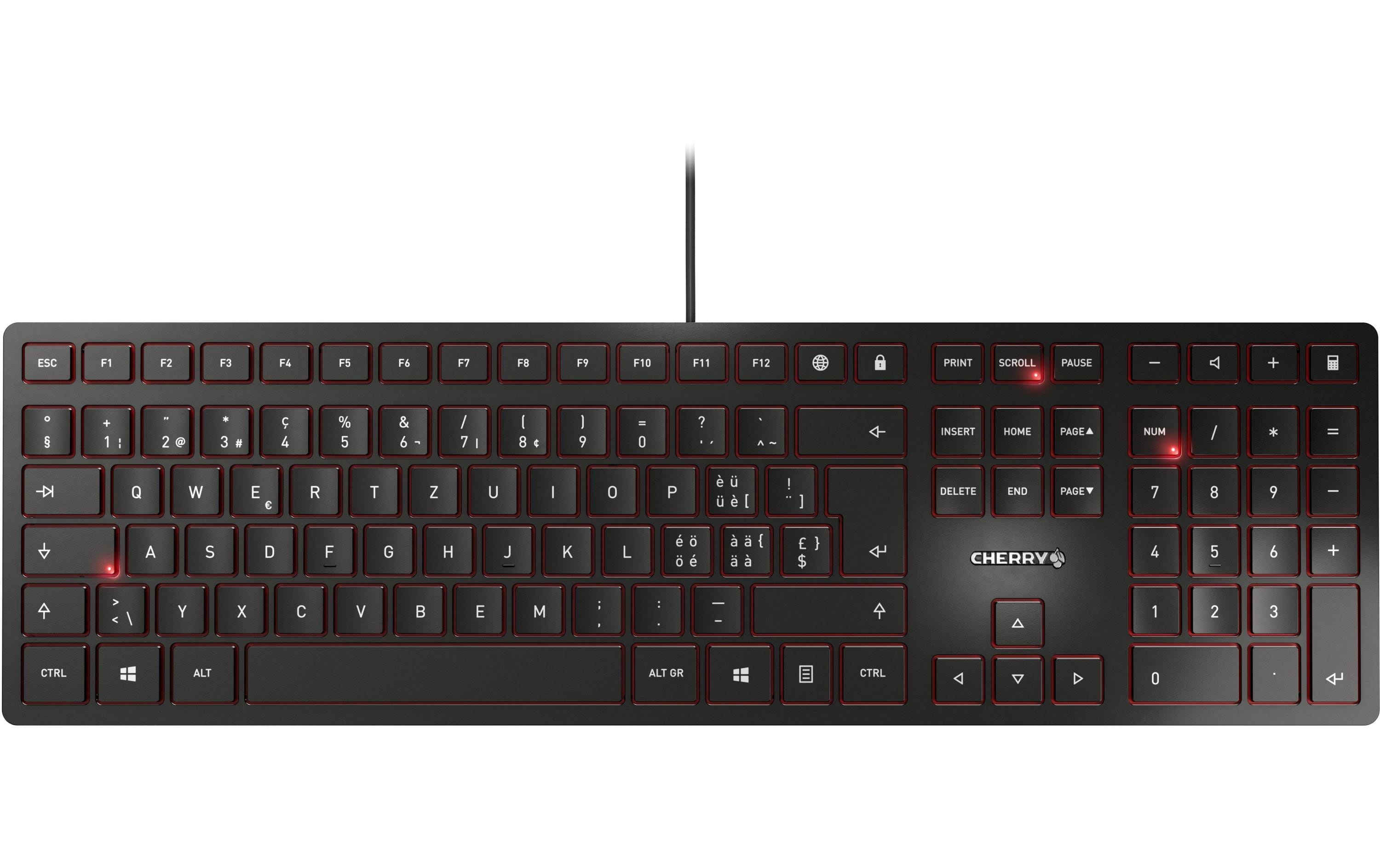 Tastatur KC 6000 Slim CH-Layout SchwarzFlache Kabel-Tastatur