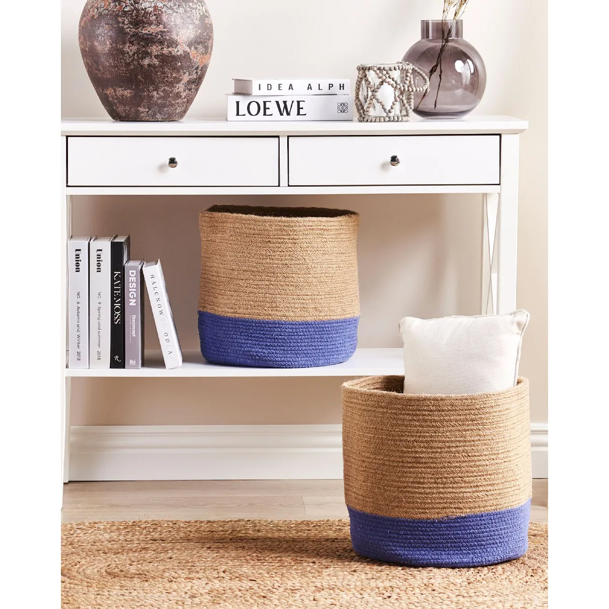 Beliani Lot de 2 paniers BULANIK - Beige et Violet