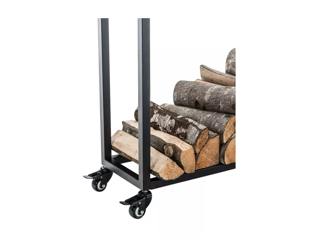 Etagère bois de cheminée - Métal - 40 x 25 x 100cm - Noir - Hetta