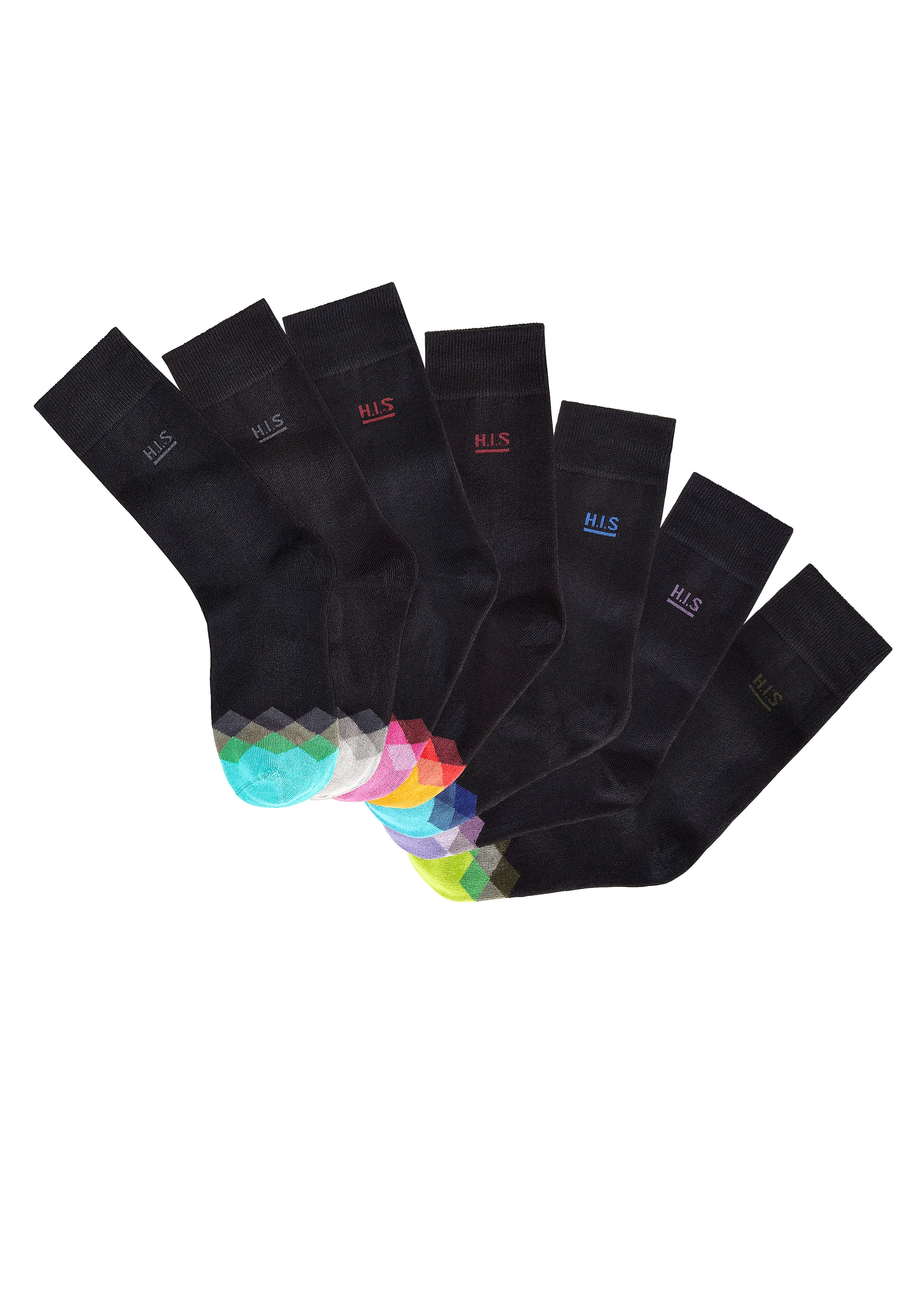 H.I.S Socken Packung, 7 Stk. tlg. mit bunt gemusterter Spitze