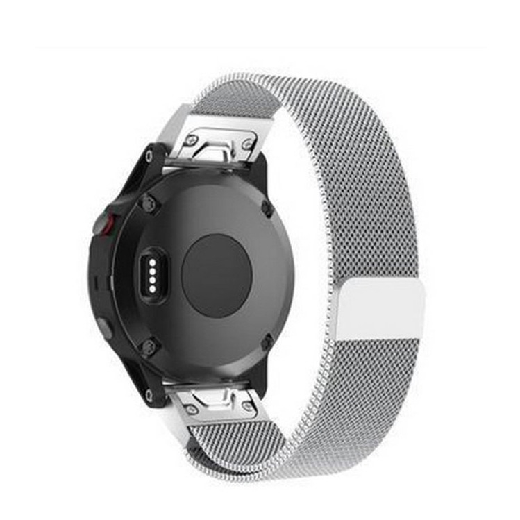 Garmin Edelstahl Magnet Armband Milanaise mit 20mm Schnellverschluss (Gelenkumfang: 180-265mm) - Silber