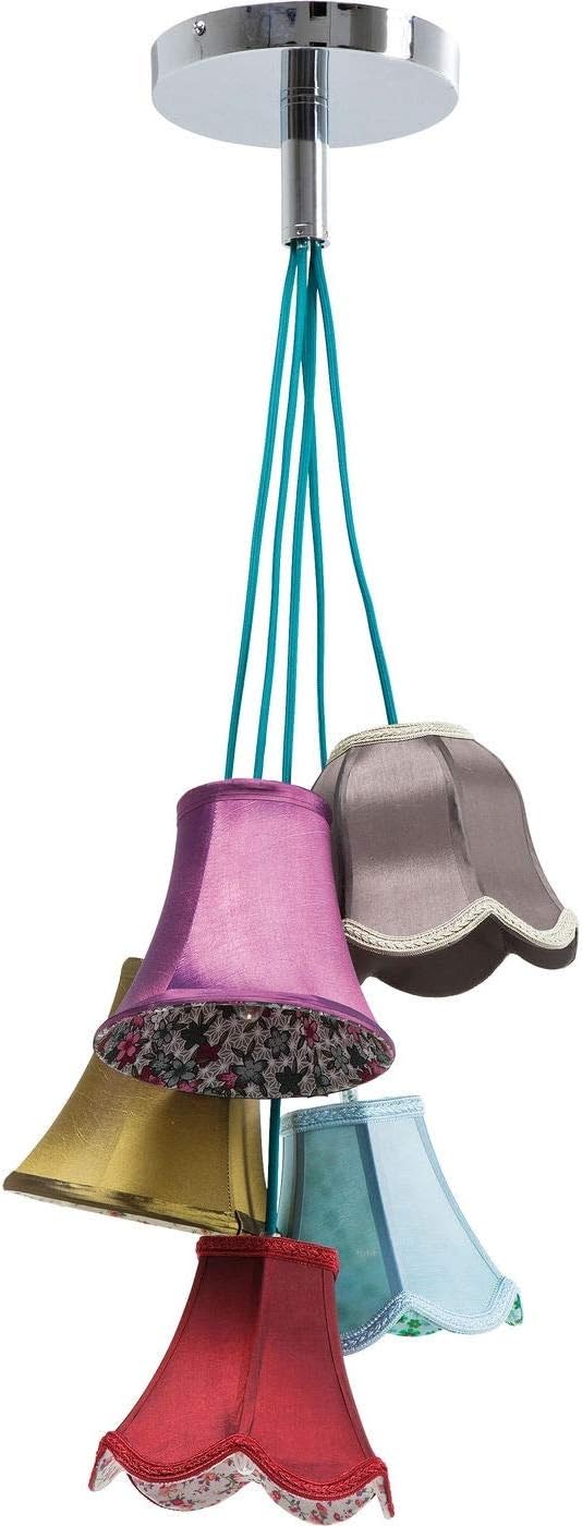 Kare Design Hängelampe Saloon Flowers, Bunt, 5 Lampenschirme, Leuchtmittel nicht Inklusive, E14 Fassung, Esstisch Lampe, Wohnzimmer, Bauernhaus Stil, Kunstseide, 92x45x45cm (H/B/T)