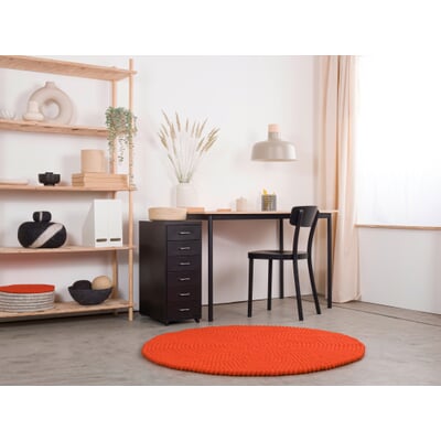 Filzkugelteppich, Orange, Ø 90 cm