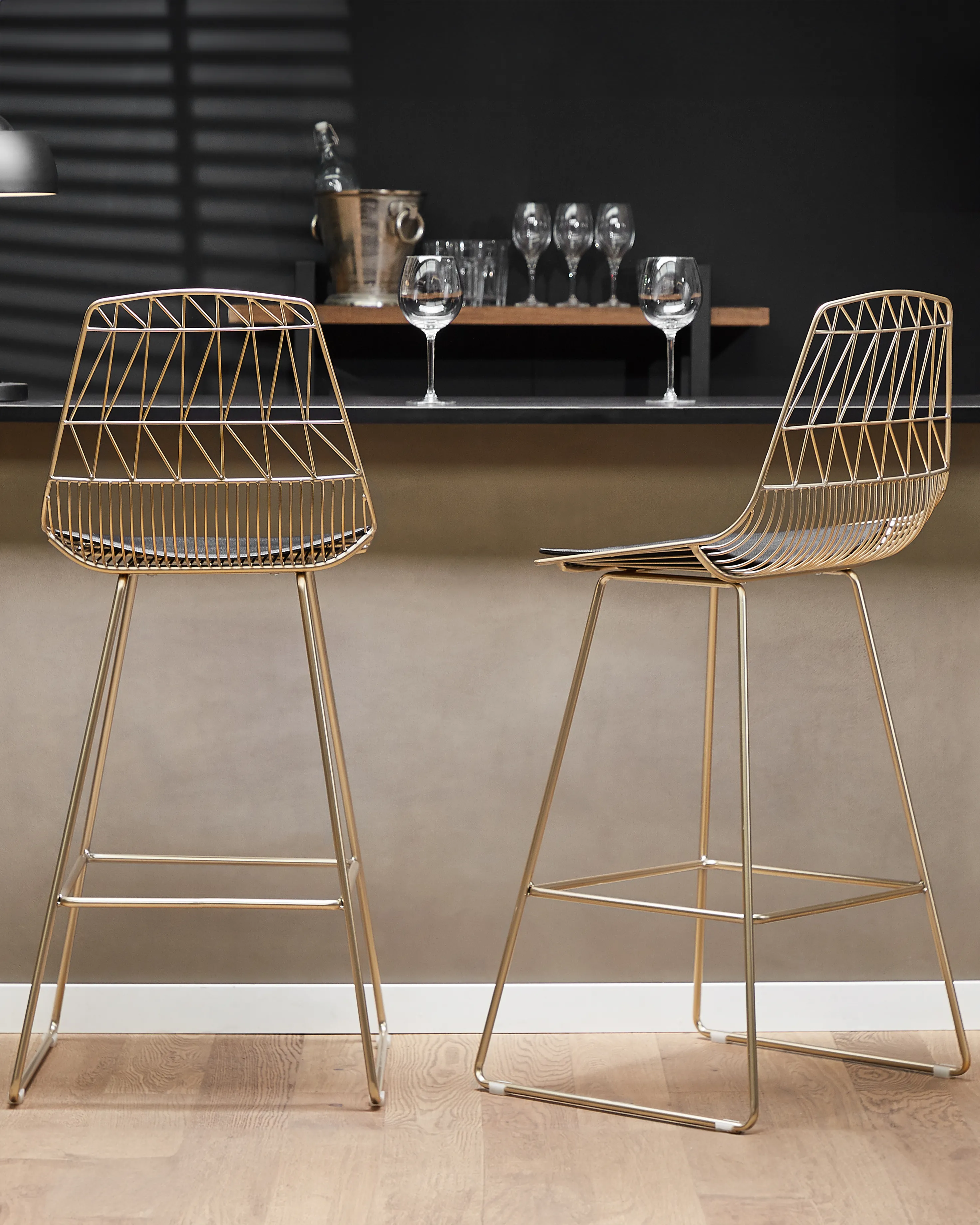 Set van 2 barstoelen PRESTON Metaal Goud