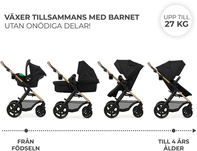 Kinderkraft MOOV 2 3-in-1 Kombivogn, Pure Black
