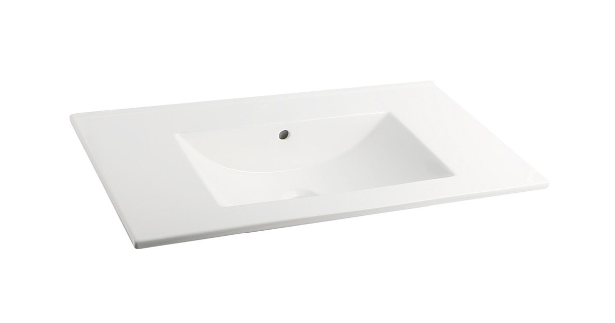 Fontana Lento wit badkamermeubel ribbelfront met witte wastafel 100cm zonder kraangat en ronde spiegel