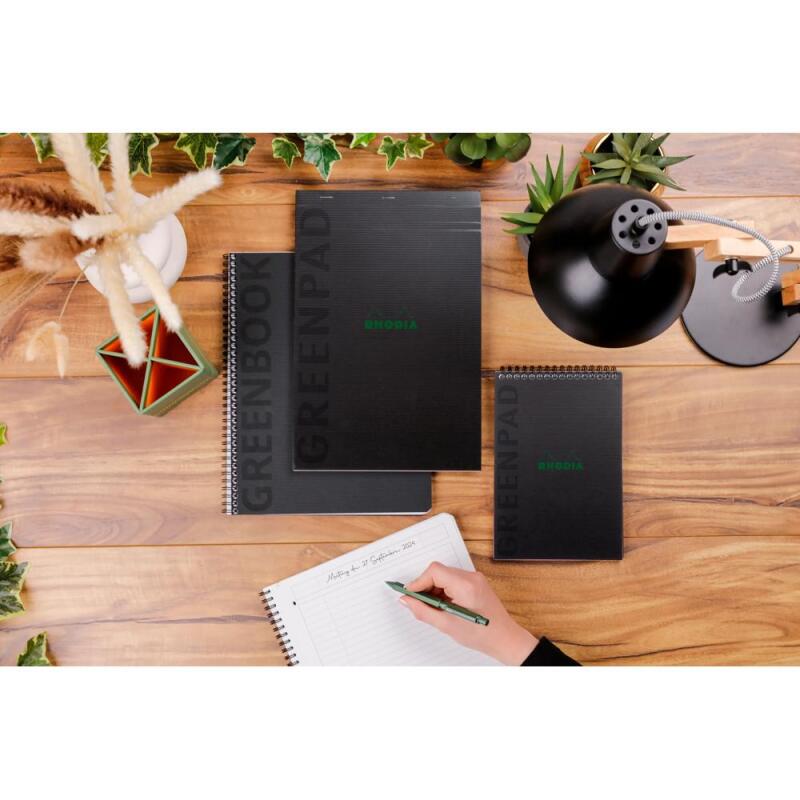 Greenpad bloc à reliure intégrale recyclé et recyclable en carte souple 350 g/m2 - A5+ 16x21 cm 80 feuillets 5/5 - Papier Clairefontaine recyclé 90 g/m2 - Noir - New - Noir