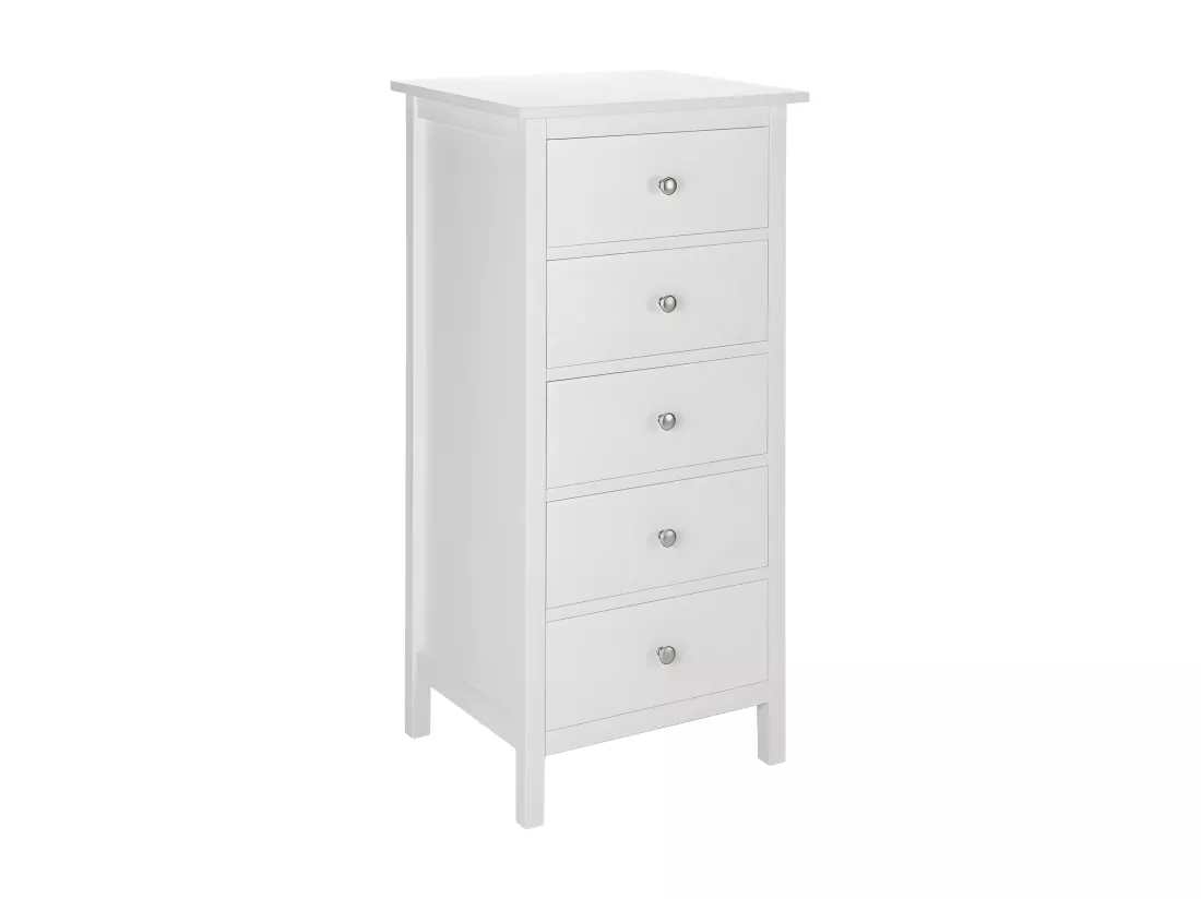 Chiffonnier ALBANE - 5 tiroirs - Pin blanc