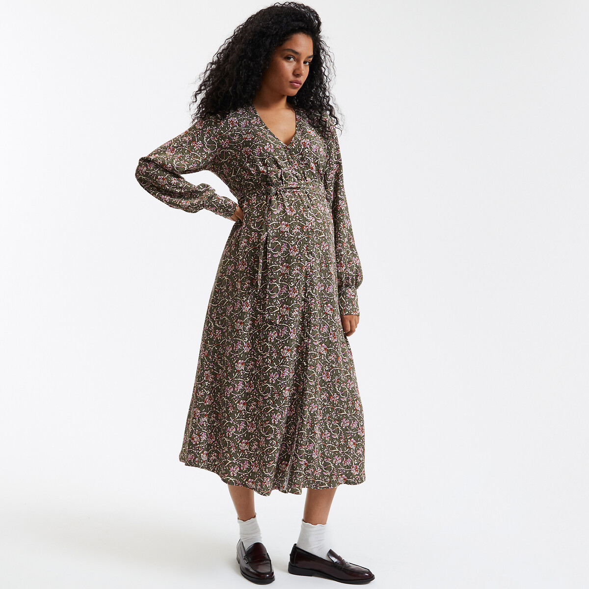 LA REDOUTE COLLECTIONS<br>Vestido longo de maternidade, estampa floral