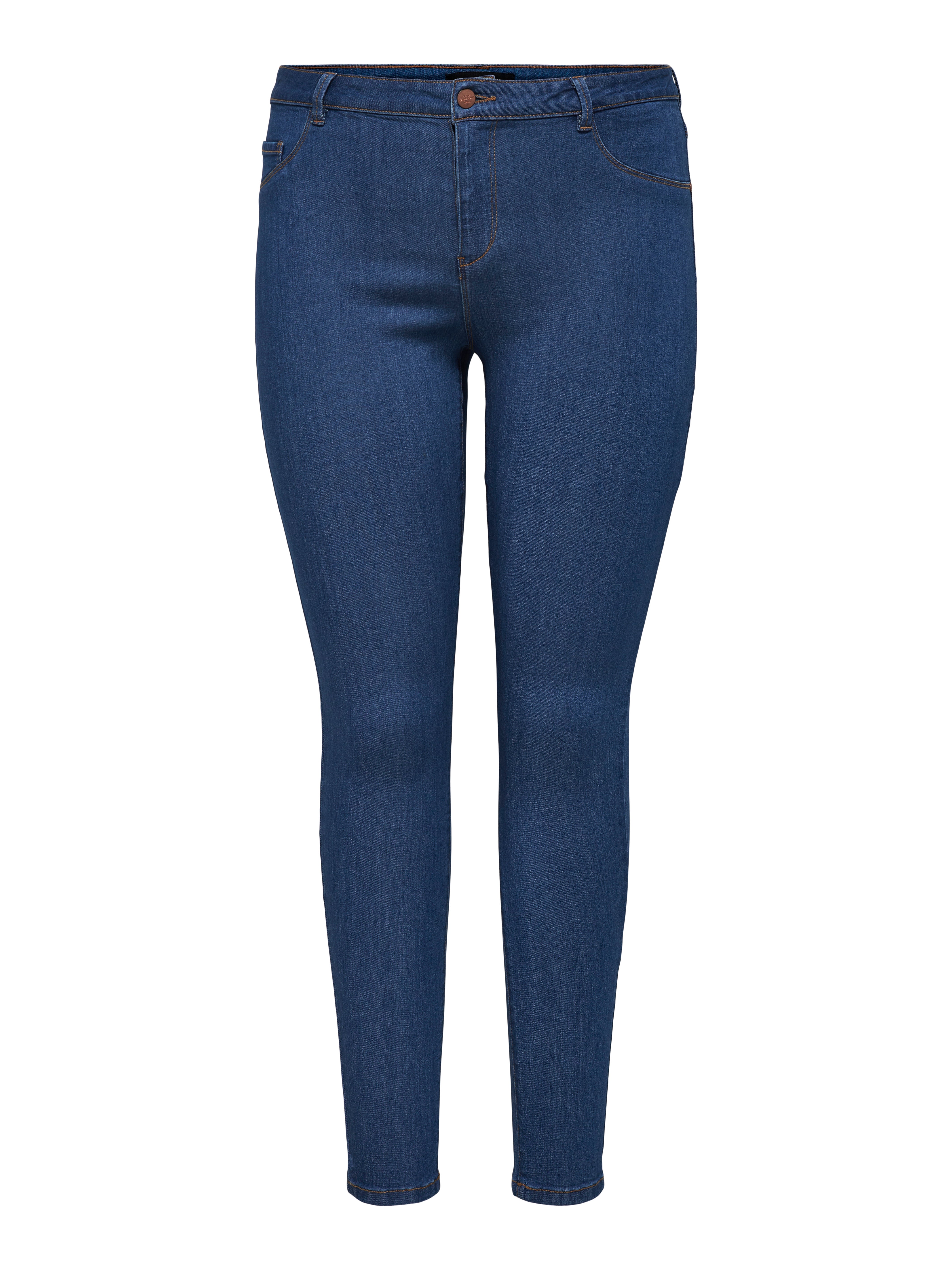 CARTHUNDER Mittlere Taille Skinny Fit Jeans Medium Blue Denim