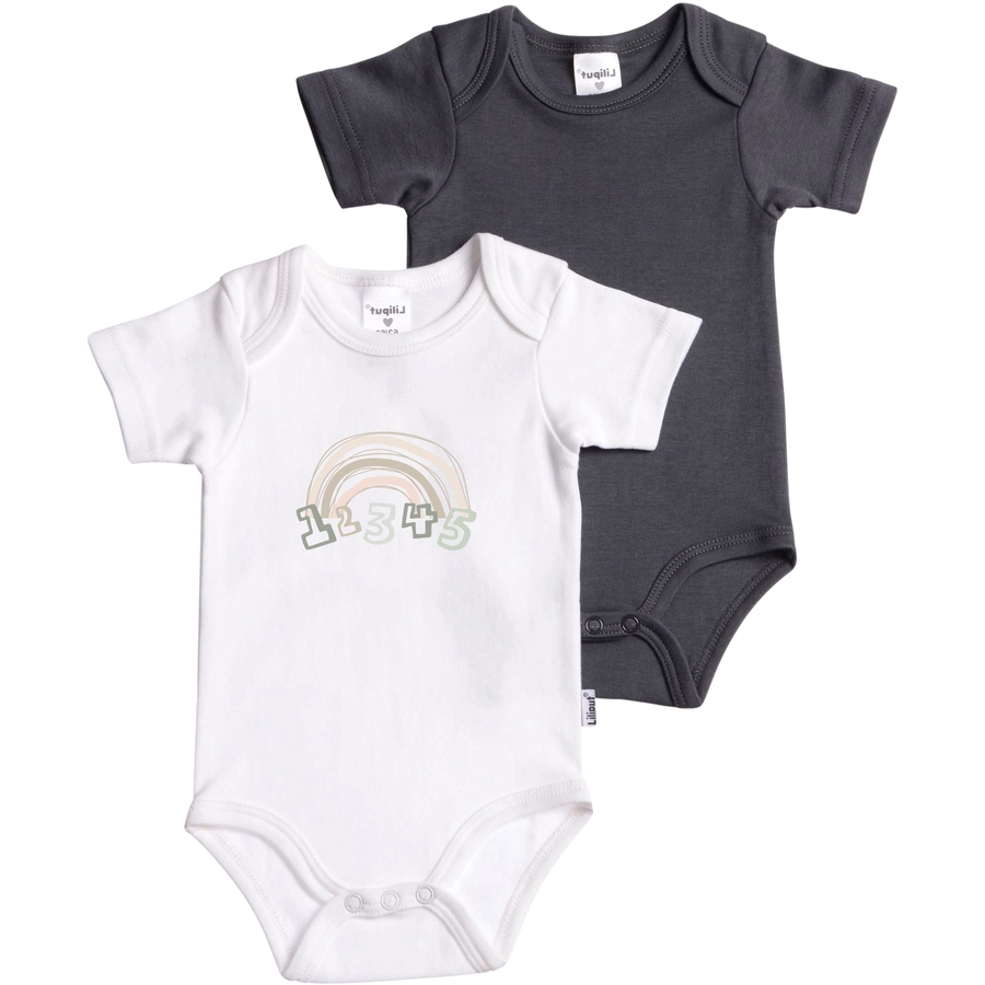 Liliput Kurzarmbody 2er-Pack Regenbogen weißanthrazit