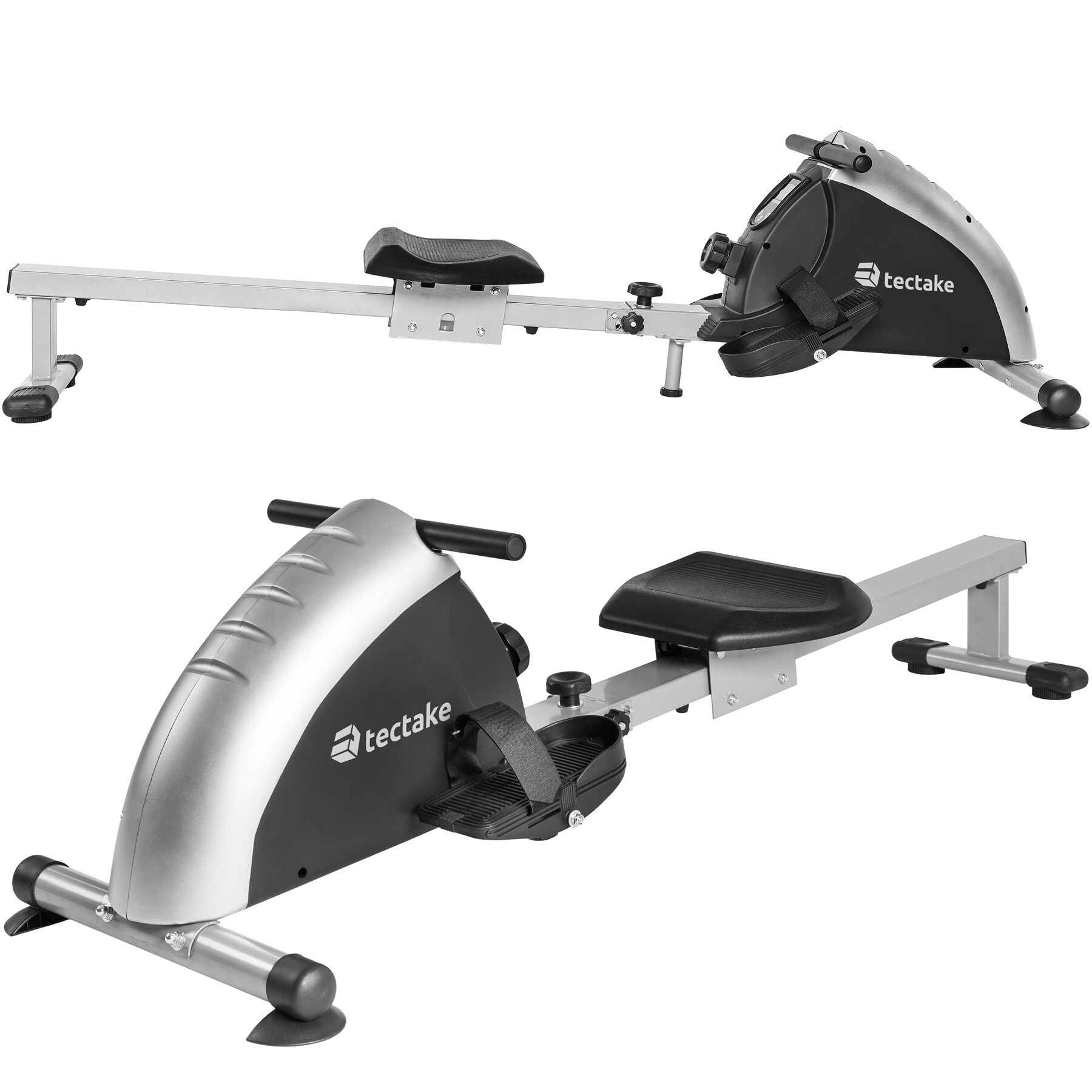 tectake® Rudergerät, klappbar, rutschfest, leise und sanft, 175 x 53 x 47 cm