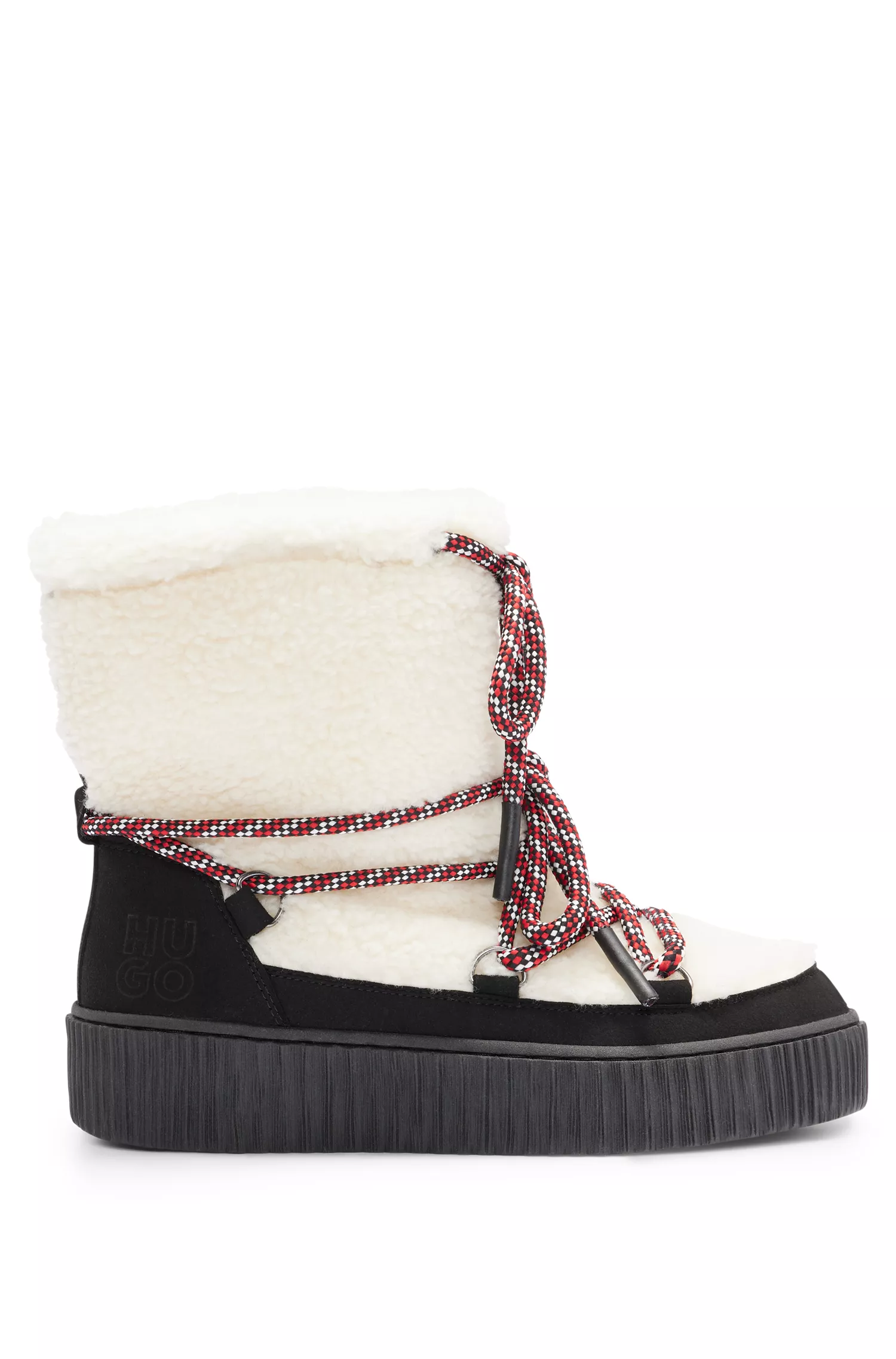 Botas de inverno HUGO Red-Teddy com detalhes de cadarço