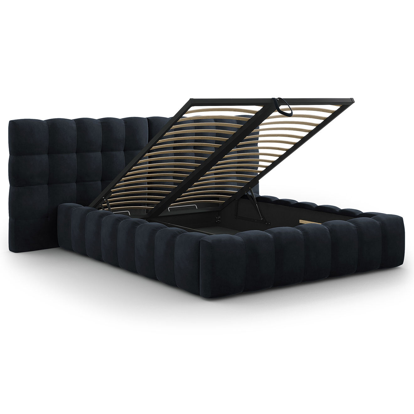 Cosmopolitan Design Lit avec coffre de rangement Bali Velours bleu foncé - 160x200 cm