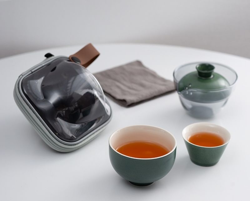 Nommon - Set van 3: Reiskeramiek Theepot + Drinkbeker