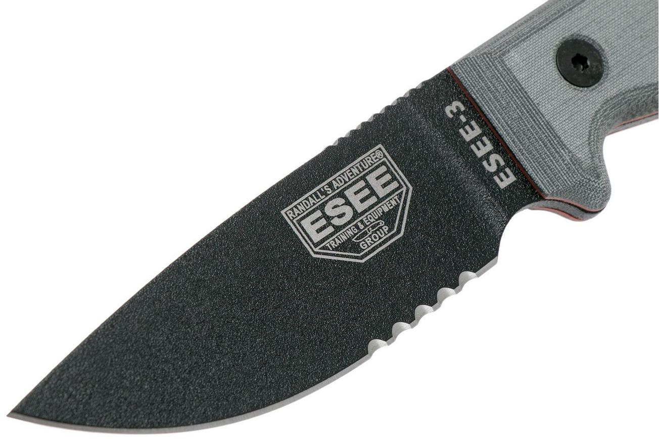 ESEE Model 3 serrated, grey handle 3S met schede   clip