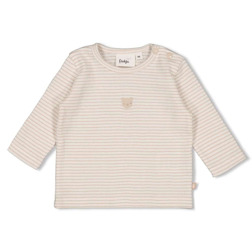 Feetje Feetje longsleeve rib met streep - Honey Bear zand