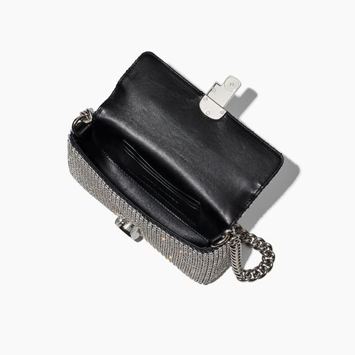 Marc Jacobs The Rhinestone J Marc Mini Skuldertaske, Sølv