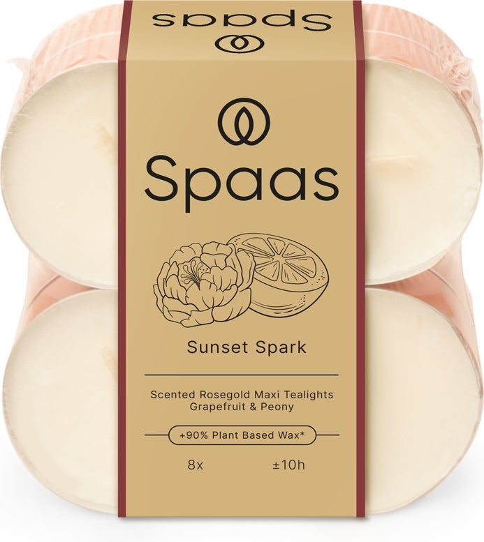 Spaas geurkaars Iconic Collection Sunset Spark crème 10 uur D 6 H 2,1 cm 8 stuks