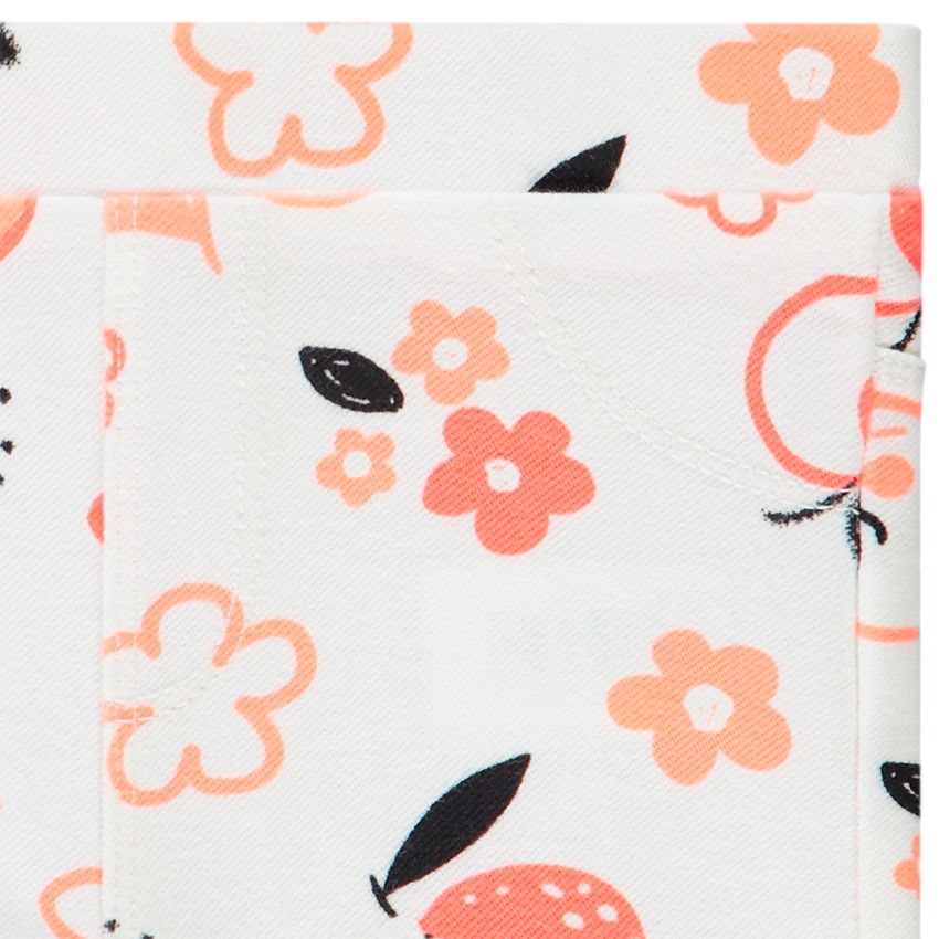 Legging imprimé fruits et fleurs pour bébé fille - Ecru