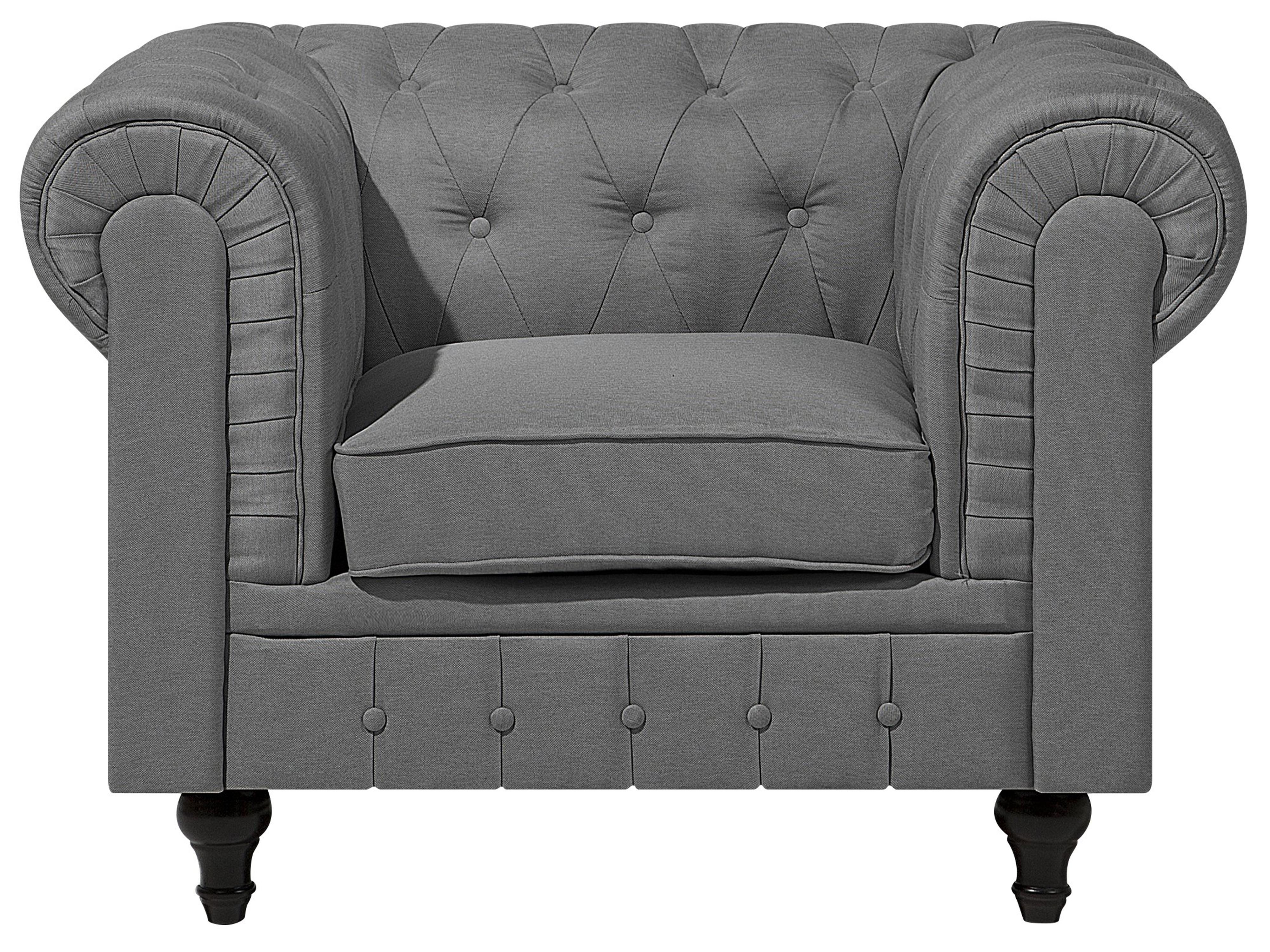 Bankenset 4-zits CHESTERFIELD Stof Lichtgrijs