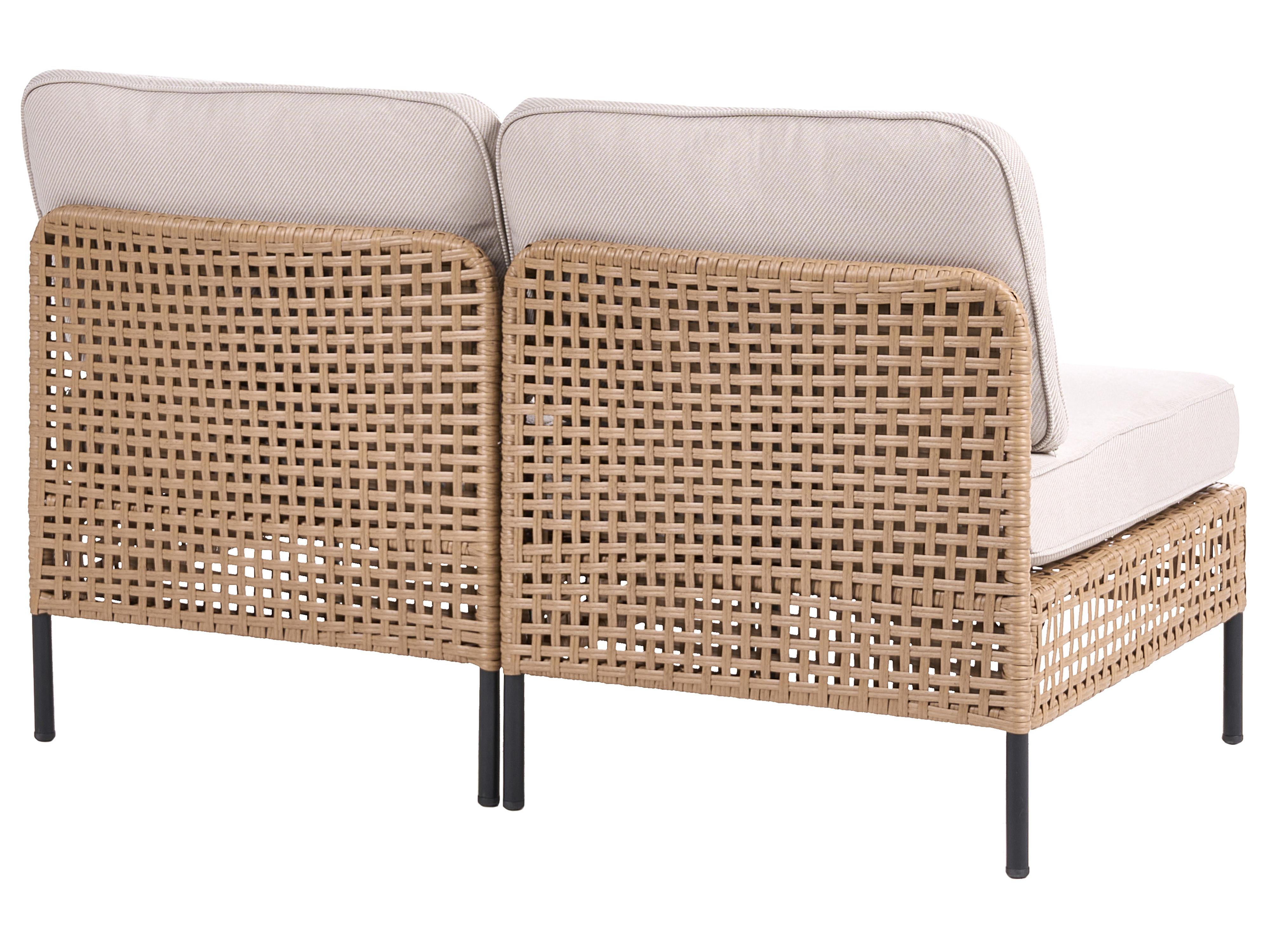 Tuin loungebank 2-zits OMEGANA zonder armsteunen PE rotan Lichtbeige
