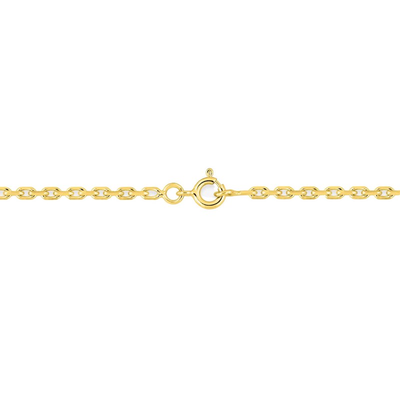 Chaîne mixte 40 cm - Maille Forçat diamanté - Or 18 Carats - Largeur 2.40 mm