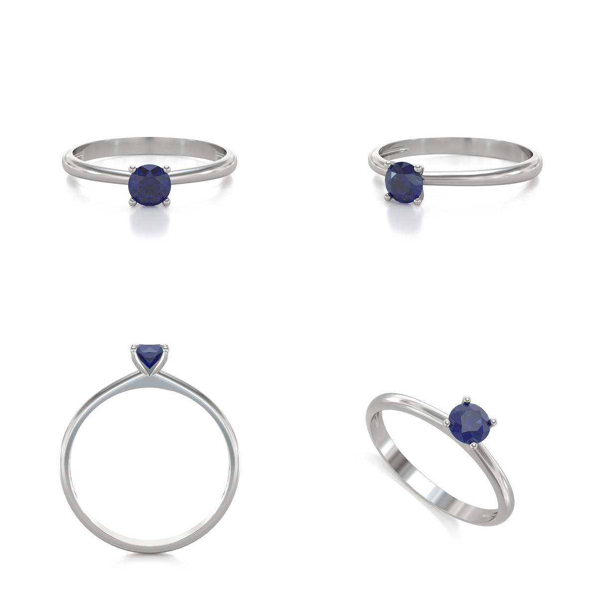 Bague Solitaire Saphir sur Argent 925 1.59grs