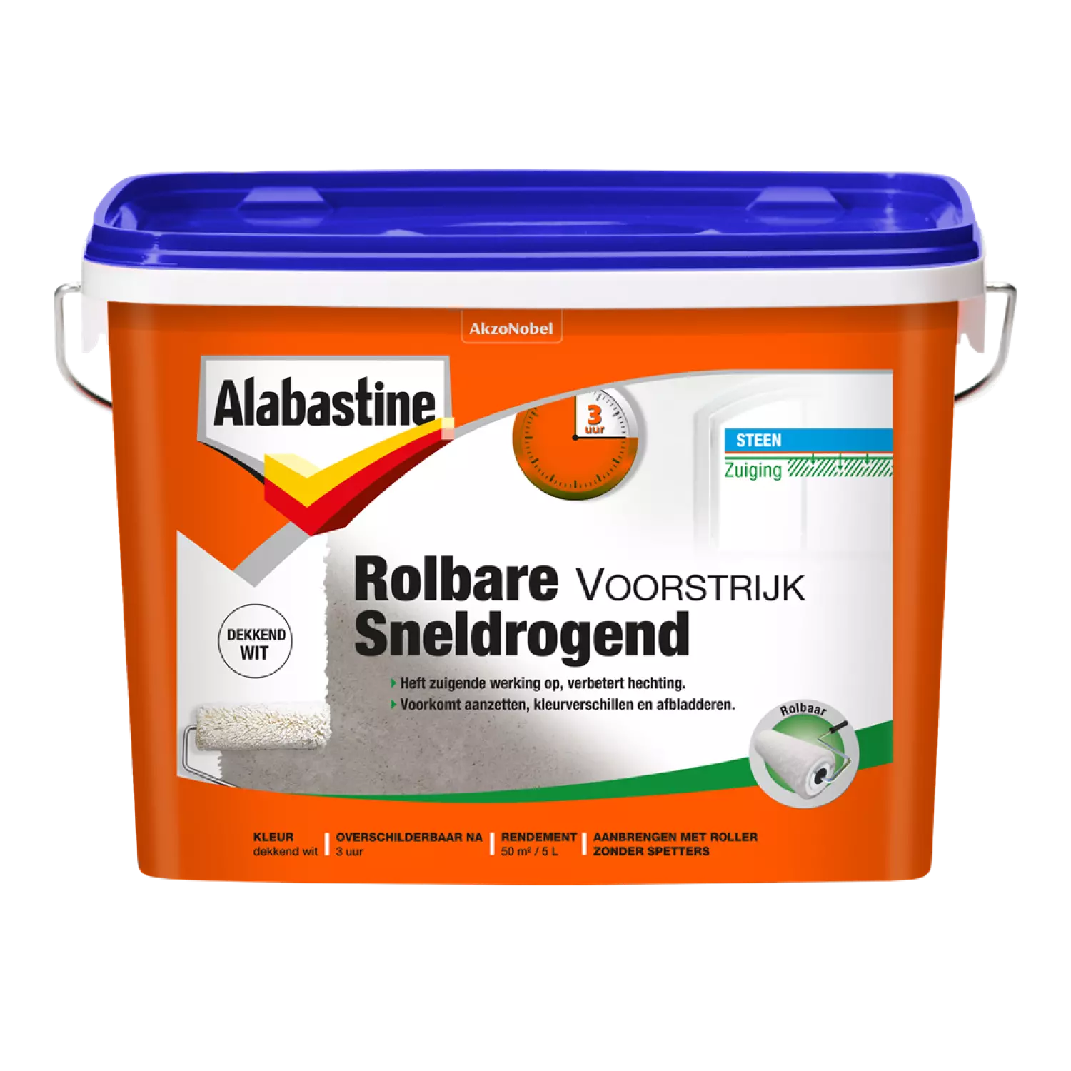 Alabastine rolbare voorstrijk sneldrogend - wit - 5L