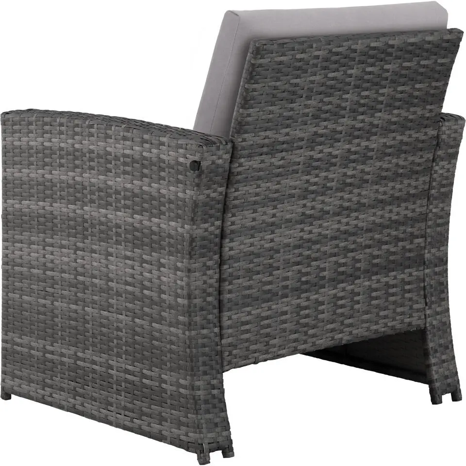 tectake - loungeset Lucca - 1 bank/2 stoelen/1 tafel - grijs