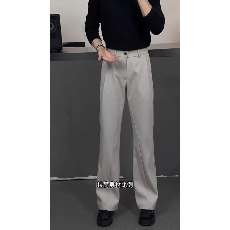 Chuoku - Mid Rise Plain Bootcut Dress Pants