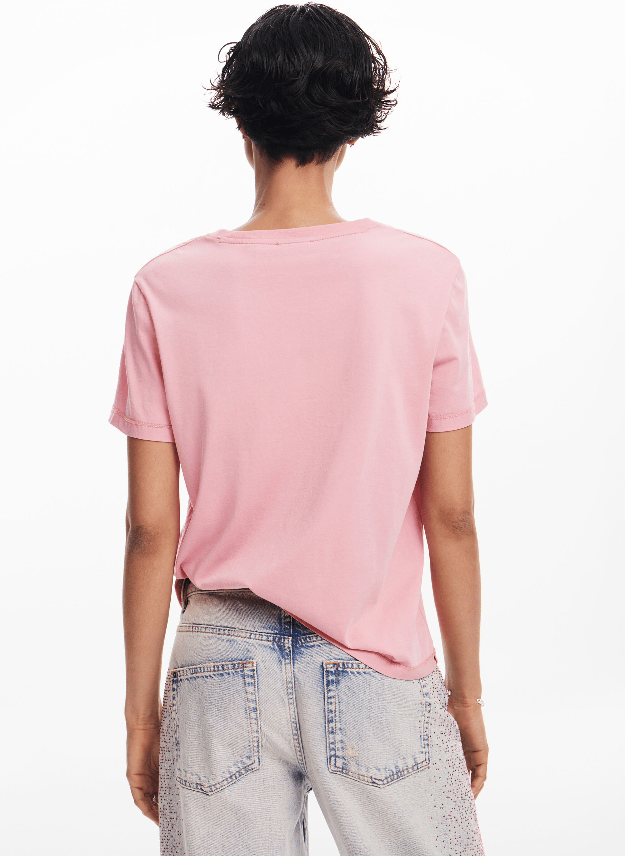 Tee-shirt droit col rond en coton | Rouge