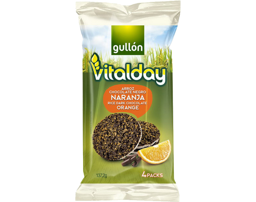 TORTITAS GULLON VITALDAY ARROZ CHOCOLATE LARANJA 137.2G