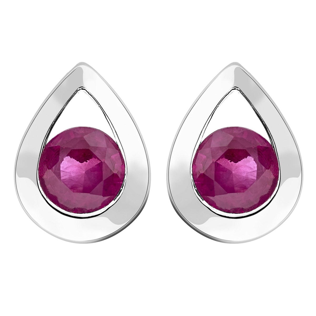 Boucles d'oreilles Brillaxis or blanc goutte rubis