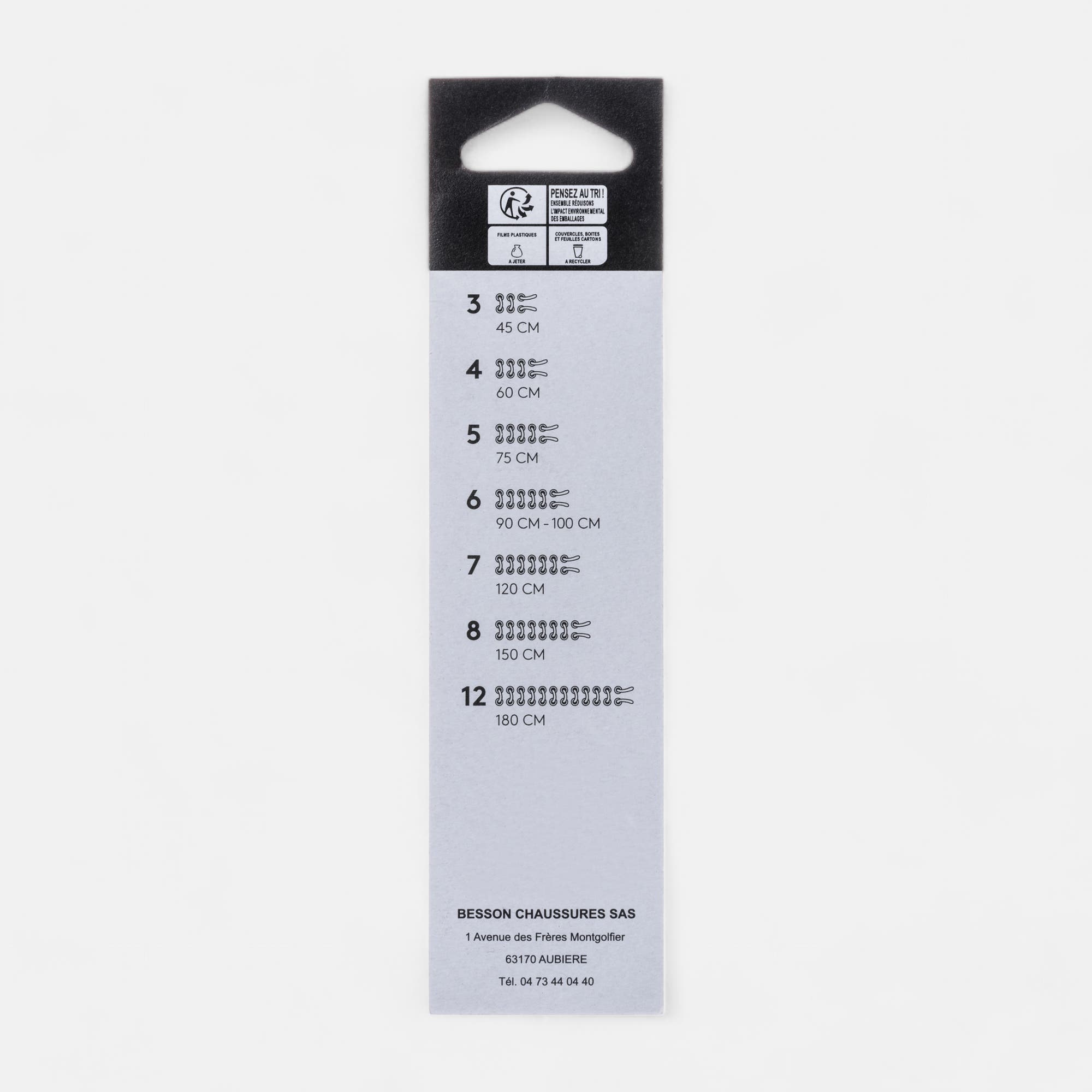 Lacets noir 150cm blanc