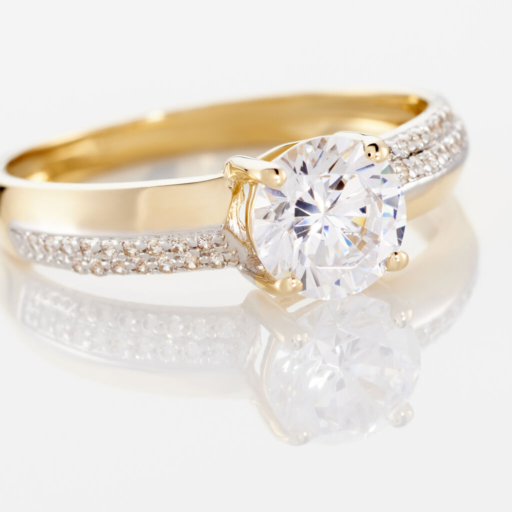 Bague Solitaire Messine Or Jaune Oxyde De Zirconium
