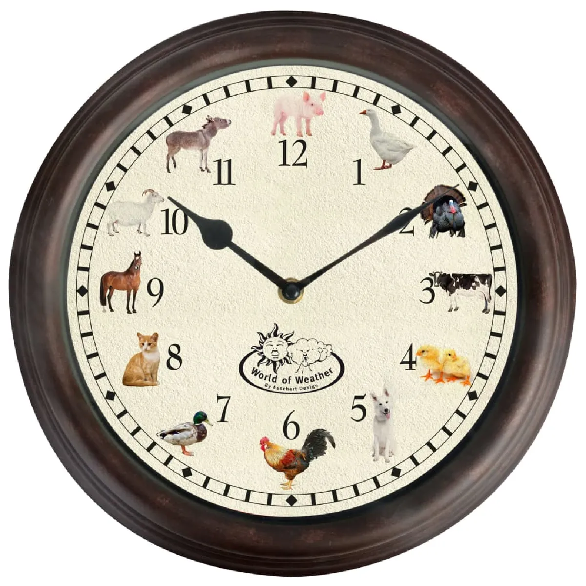 Decoshop26 Esschert Design Horloge murale animaux de ferme - 30 cm