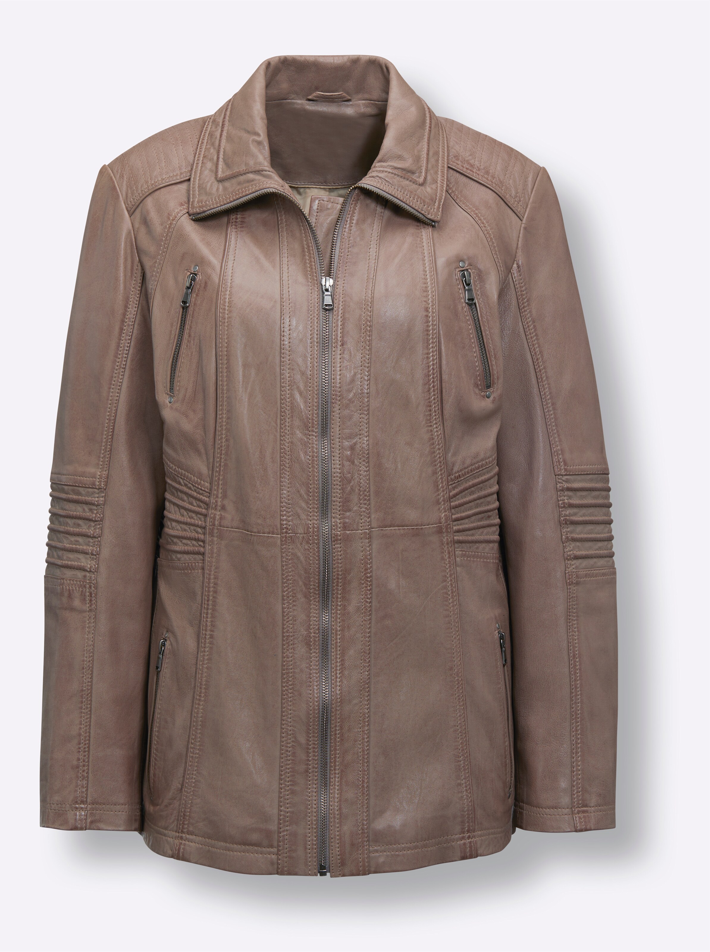Lederjacke in taupe