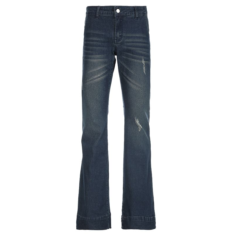 PolkaBella - Lage taille distressed gewassen bootcut jeans