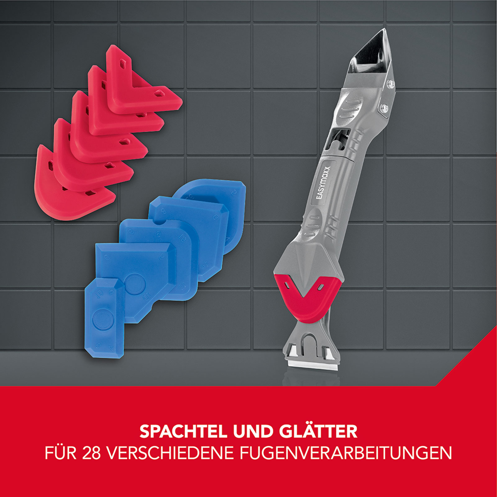 EASYMAXX Silikonentferner - grau-rot - 5 in 1