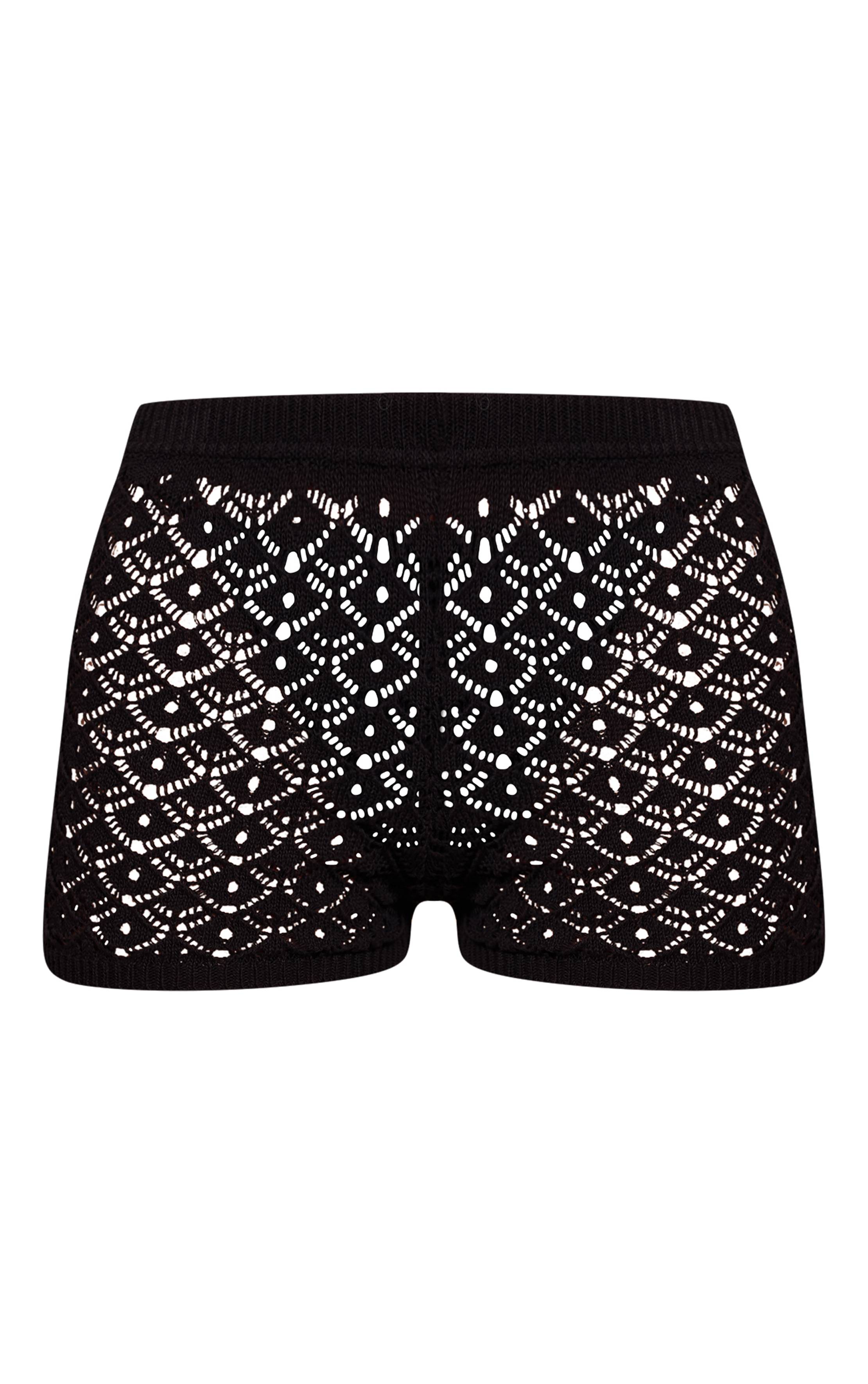 Noir Short Mini En Crochet