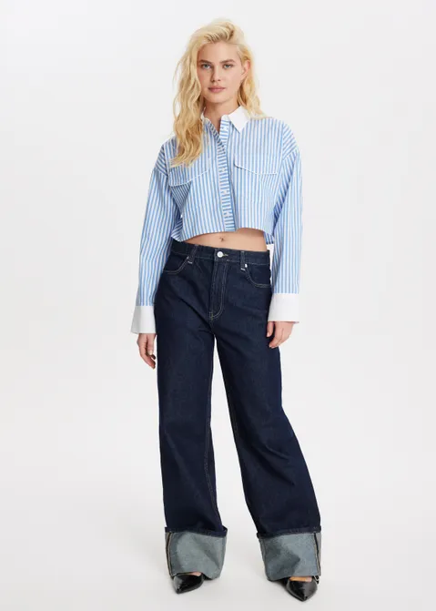 Cropped blouse blauw (BLW)