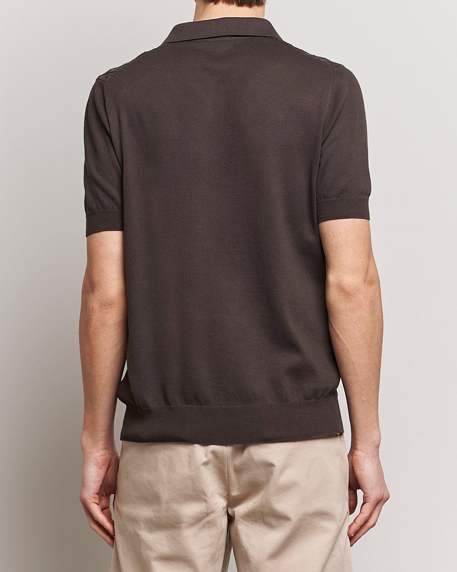 Oscar Jacobson Mirza Structured Cotton Polo Brown