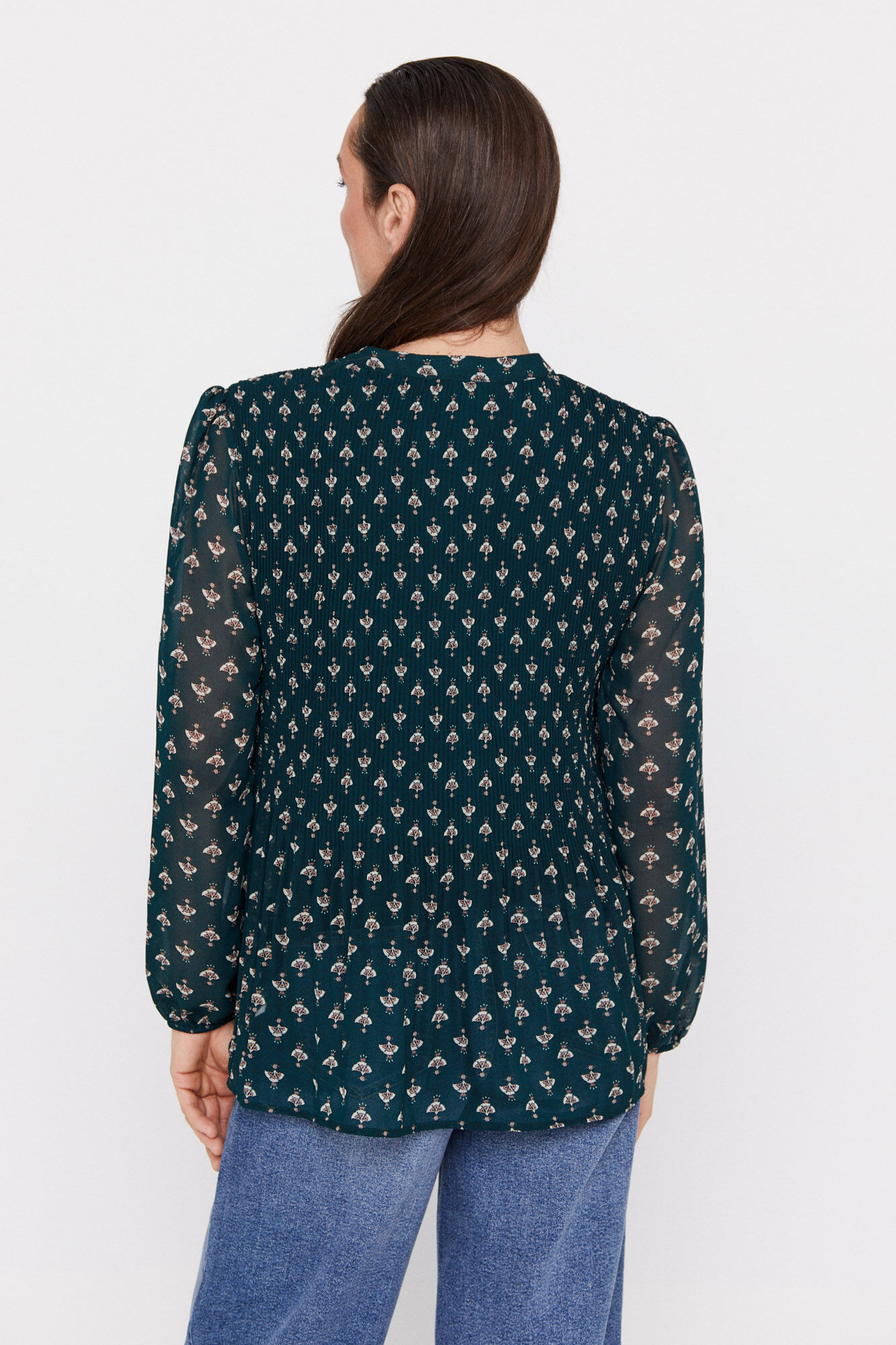 Blusa plissada - Estampa verde