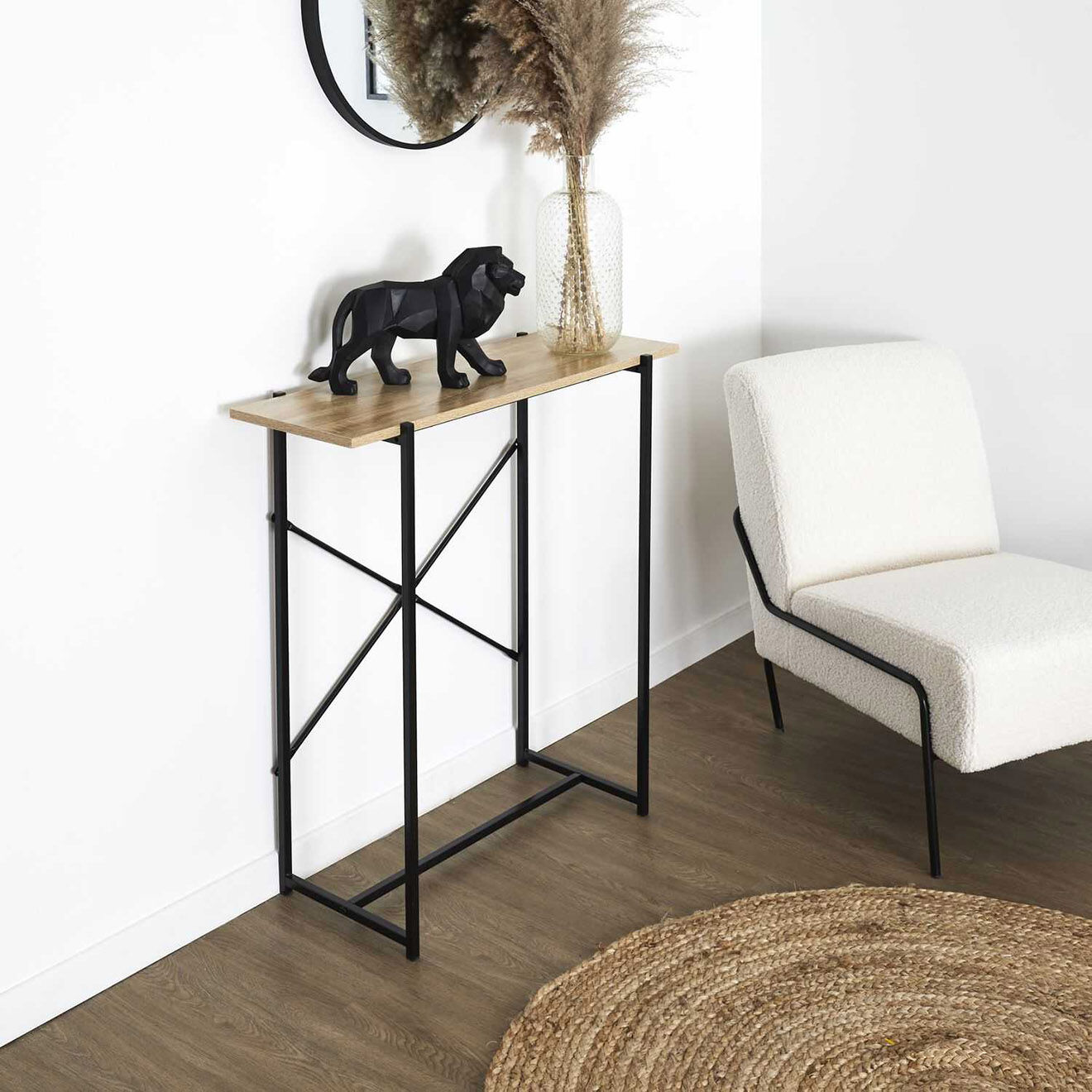 Home Deco Factory Console Loka marron/noir - 80x82x30 cm