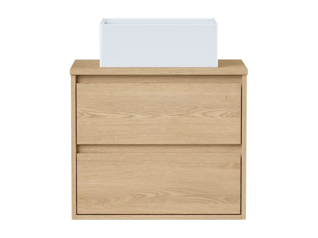 Meuble de salle de bain suspendu avec vasque à poser - Placage chêne - 60 cm - MILIPAM